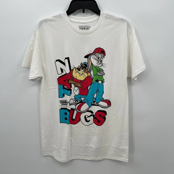 Looney Tunes Men's Bugs & Taz Short Sleeve T-Shirt in White - Picture 2 of 5